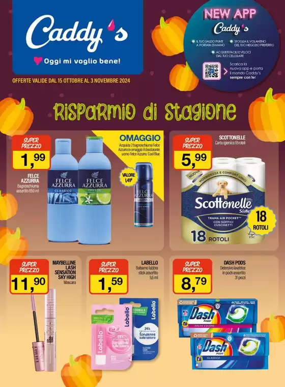 Volantino Caddy's a Tempio Pausania | Risparmio di stagione | 15/10/2024 - 3/11/2024