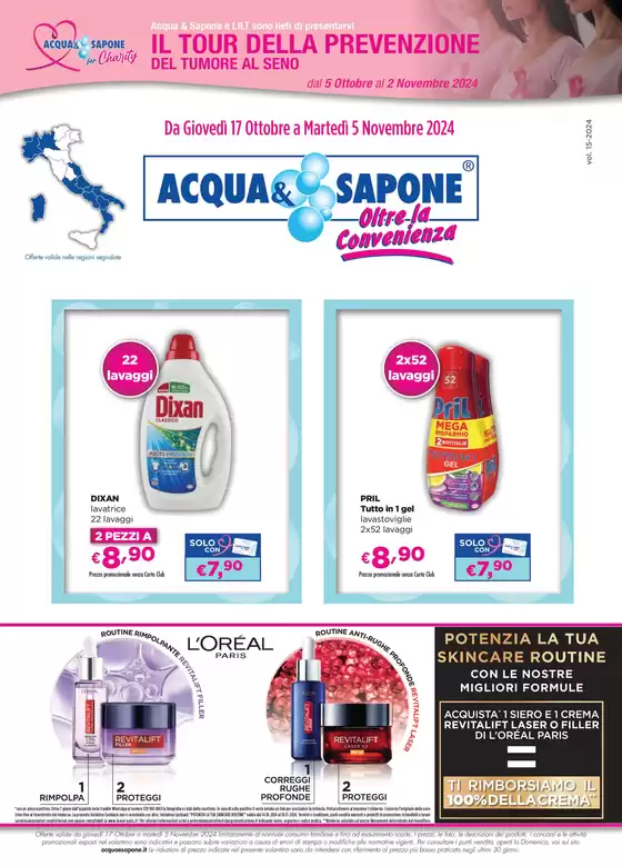 Volantino Acqua & Sapone a Roma | Il tour della prevenzione | 16/10/2024 - 5/11/2024