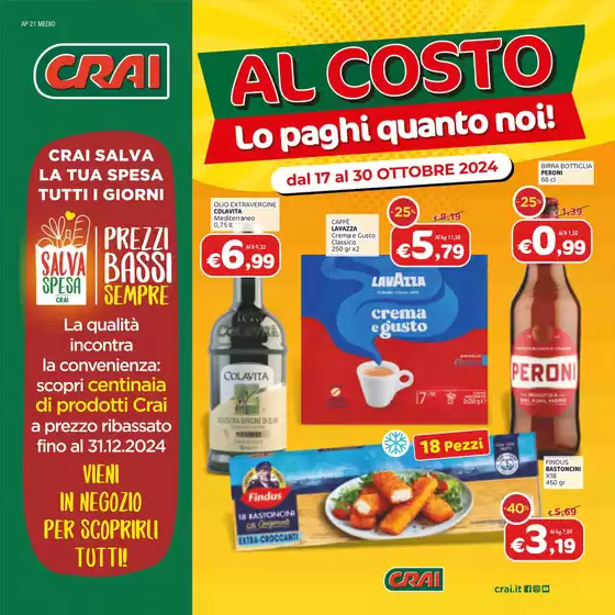 Volantino Crai a Milano | Al costo | 17/10/2024 - 30/10/2024