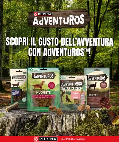 Volantino Purina Adventuros | Risveglia il suo naturale senso dell'avventura con AdVENTuROS™! | 28/10/2024 - 8/12/2024