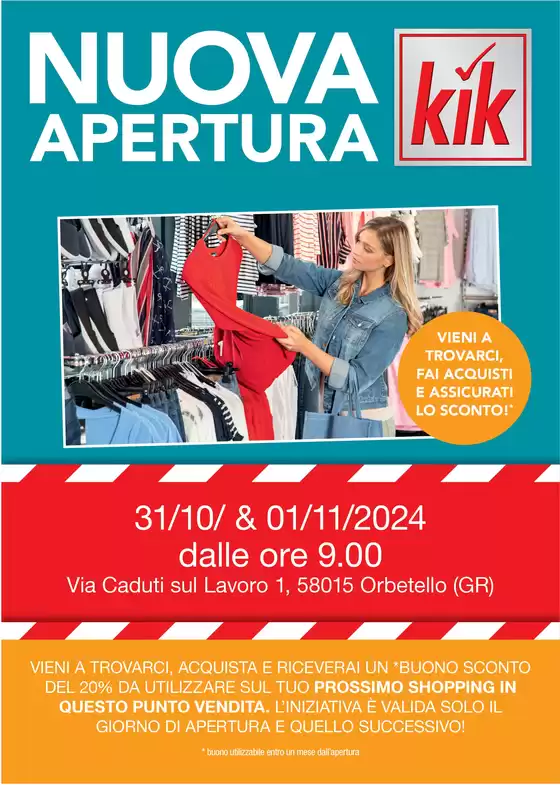 Volantino KiK a Orbetello | Nuova apertura a Orbetello | 28/10/2024 - 1/11/2024