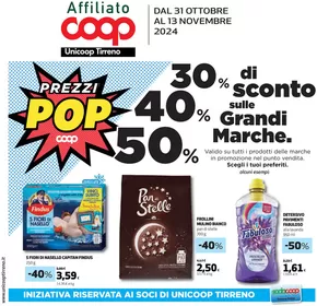 Offerte di Iper e super a Castelliri | 30%40%50% di sconto sulle grandi marche. in Coop | 31/10/2024 - 13/11/2024