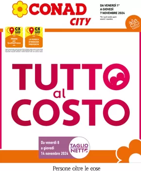 Offerte di Iper e super a Turriaco | Tutto al costo in Conad City | 1/11/2024 - 7/11/2024