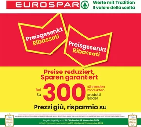 Volantino Eurospar a Silandro | Sconti 30% 40% 50%  | 31/10/2024 - 13/11/2024