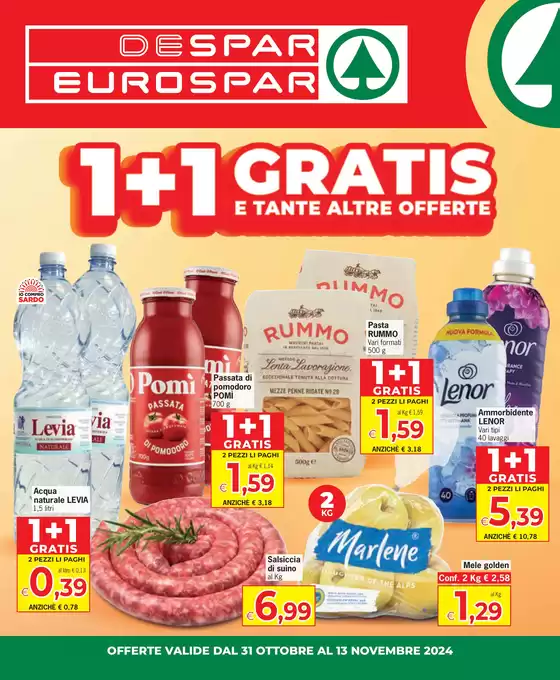 Volantino Eurospar a Sestu | 1+1 gratis | 31/10/2024 - 13/11/2024