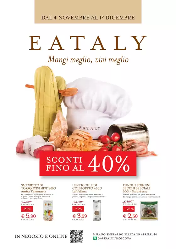 Volantino Eataly a Milano | Mangi meglio, vivi meglio | 5/11/2024 - 1/12/2024