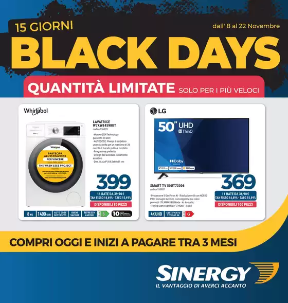 Volantino Sinergy a Roma | Black Days  | 8/11/2024 - 22/11/2024