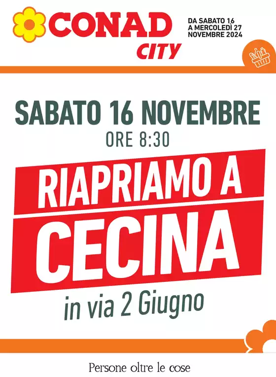 Volantino Conad City a Cecina | Riapertura a Cecina | 16/11/2024 - 27/11/2024