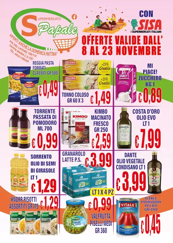 Volantino Supermercato Papale a Santa Maria Capua Vetere | Sottocosto | 8/11/2024 - 23/11/2024