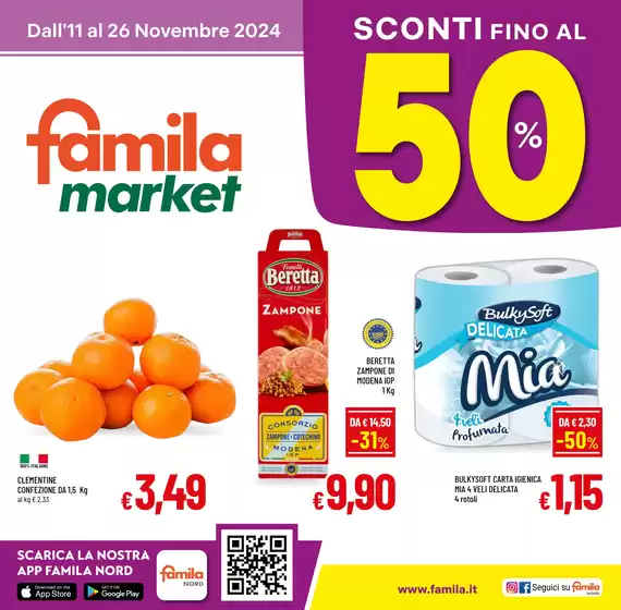 Volantino Famila Market a Vercelli | Sconti fino al 50% | 11/11/2024 - 26/11/2024