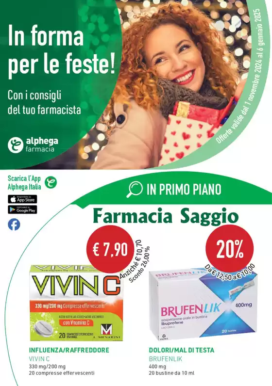 Volantino Farmacia Saggio a Gioiosa Marea | In forma per le feste! | 11/11/2024 - 31/12/2024