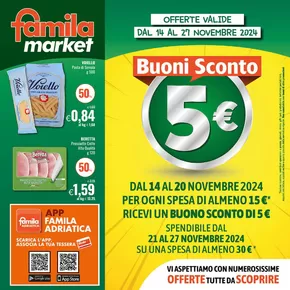 Volantino Famila Market | Buoni Sconto 5 euro  | 14/11/2024 - 27/11/2024