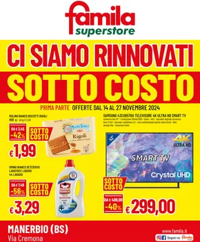 Volantino Famila Superstore a Manerbio | Sottocosto | 14/11/2024 - 27/11/2024