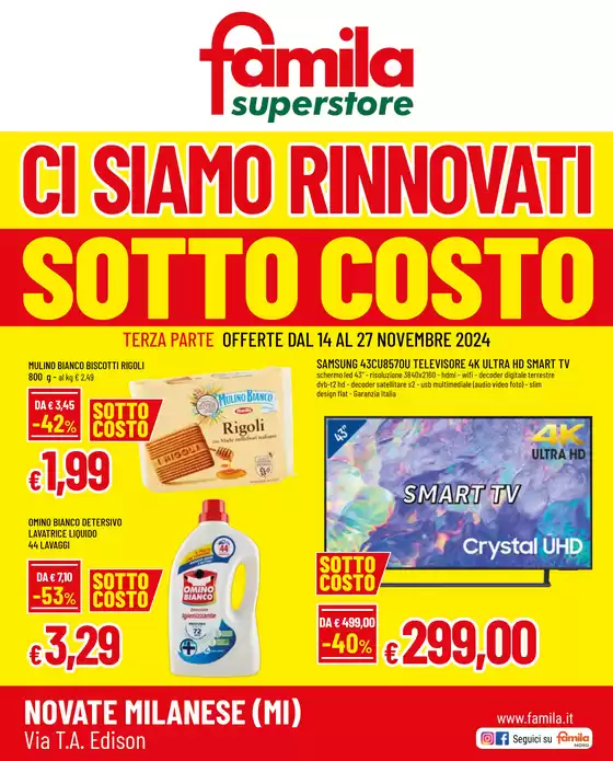 Volantino Famila Superstore a Novate Milanese | Sottocosto  | 14/11/2024 - 27/11/2024