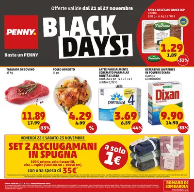 Volantino PENNY a Romano di Lombardia | Black Days! | 21/11/2024 - 27/11/2024