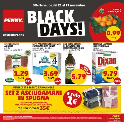 Volantino PENNY a Carpi | Black Days! | 21/11/2024 - 27/11/2024