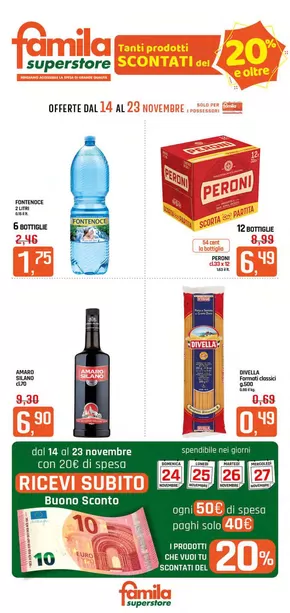 Volantino Famila Superstore a Santo Stefano di Rogliano | Tanti prodotti scontati del 20% e oltre | 14/11/2024 - 23/11/2024