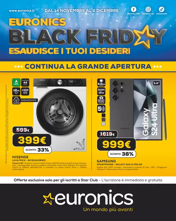 Volantino Euronics | Black Friday - Esaudisci i tuoi desideri | 14/11/2024 - 2/12/2024