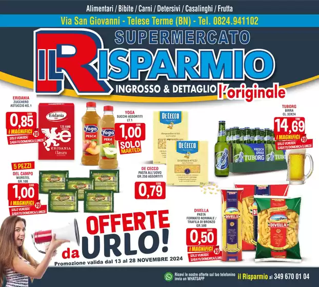 Volantino Supermercato Il Risparmio a Telese Terme | Offerte da urlo! | 13/11/2024 - 28/11/2024