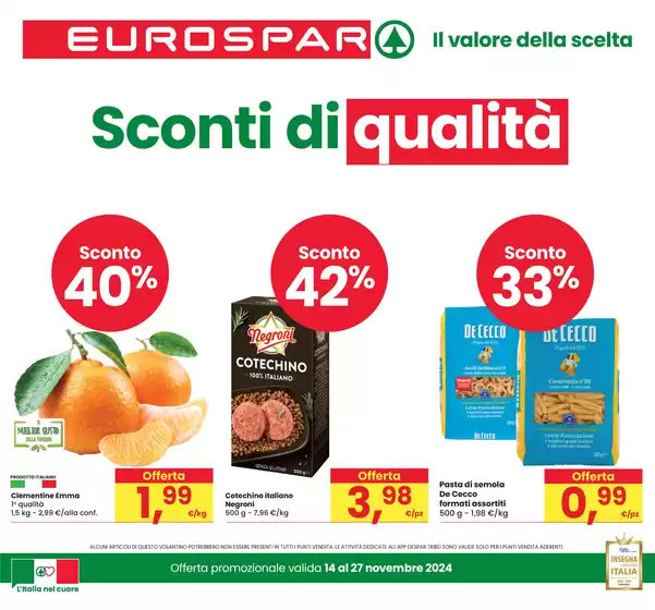 Volantino Eurospar a Ferrara | Sconti di qualità  | 14/11/2024 - 27/11/2024