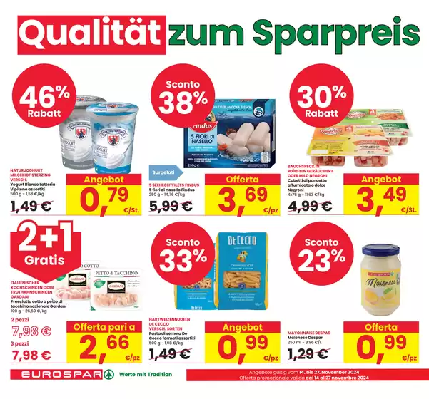 Volantino Eurospar a Bolzano | Sconti di qualità  | 14/11/2024 - 27/11/2024