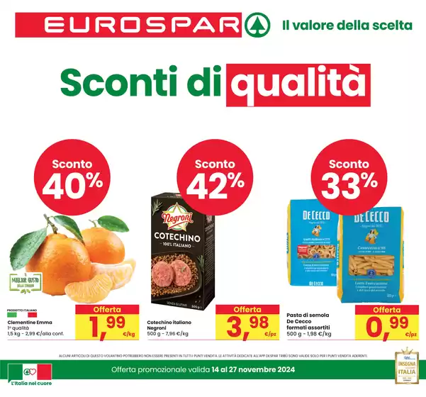 Volantino Eurospar a Trieste | Sconti di qualità  | 14/11/2024 - 27/11/2024