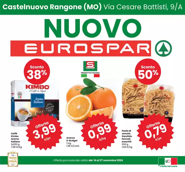 Volantino Eurospar a Castelnuovo Rangone | Nuovo eurospar | 14/11/2024 - 27/11/2024