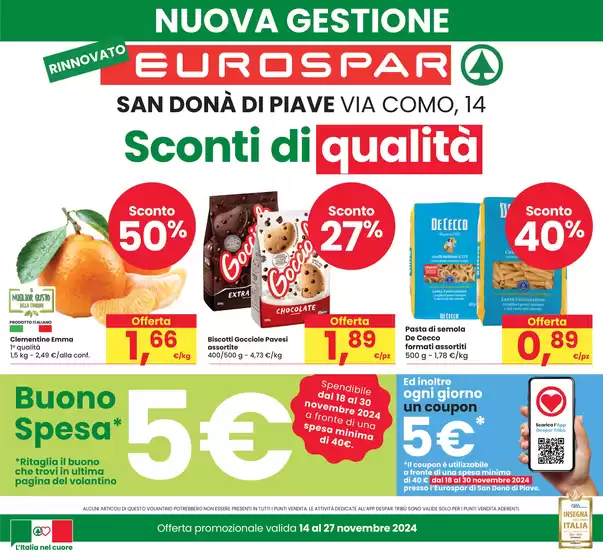 Volantino Eurospar a San Donà di Piave | Sconti di qualità  | 14/11/2024 - 27/11/2024