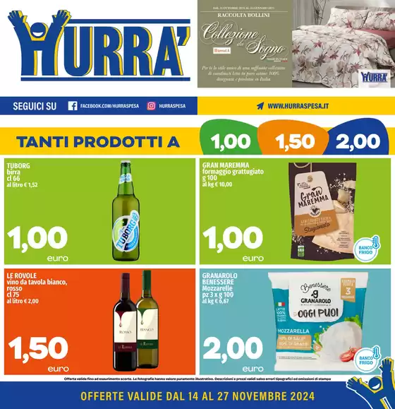 Volantino Hurrà Discount a Orte | Tanti prodotti a 1.00 1.50 2.00 | 14/11/2024 - 27/11/2024