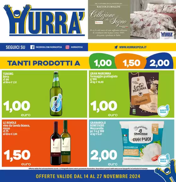 Volantino Hurrà Discount a Perugia | Tanti prodotti a 1.00 1.500 2.00 | 14/11/2024 - 27/11/2024