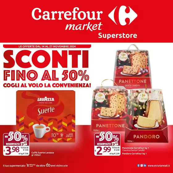 Volantino Carrefour Market Superstore a Scandicci | Sconti fino al 50% | 14/11/2024 - 27/11/2024