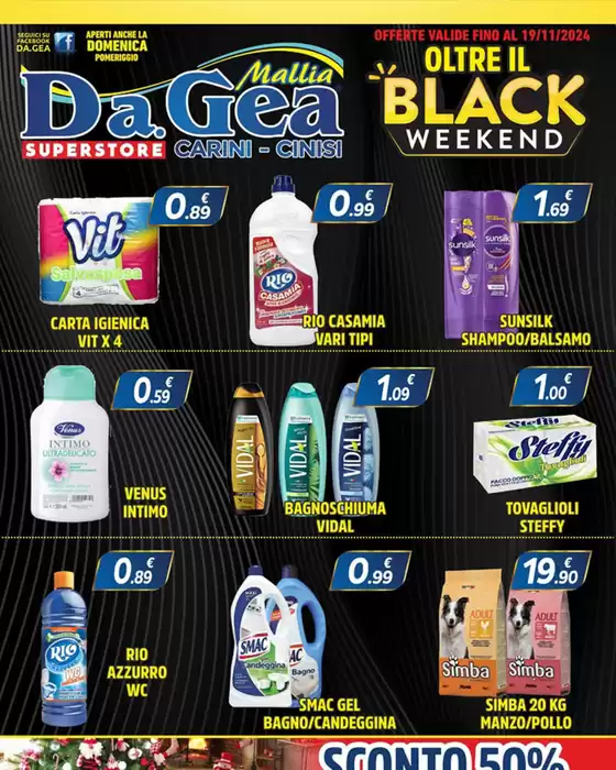 Volantino DA.GEA Superstore a Cinisi | Black weekend | 15/11/2024 - 29/11/2024