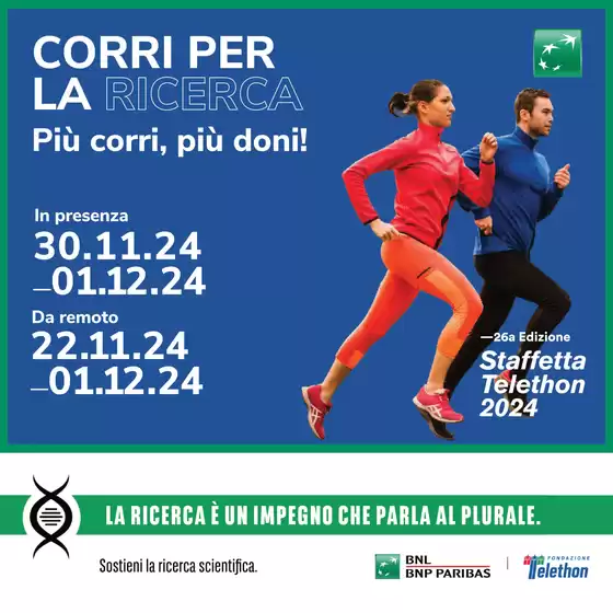 Volantino BNL a Torino | Corri per la ricerca | 15/11/2024 - 1/12/2024