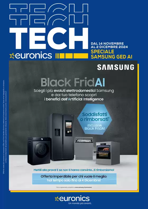 Volantino Euronics a Milano | Euronics Black FridAI Samsung | 18/11/2024 - 2/12/2024