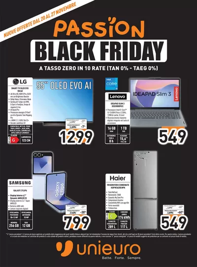 Volantino Unieuro a Palermo | Continua Passion Black Friday da Unieuro! | 20/11/2024 - 27/11/2024