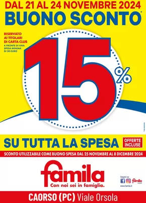 Volantino Famila | Buono sconto 15%  | 21/11/2024 - 24/11/2024