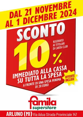 Volantino Famila | Sconto 10%  | 21/11/2024 - 1/12/2024