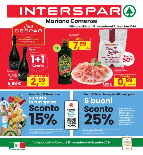 Volantino Interspar a Mariano Comense | Sconti fino al 50%  | 21/11/2024 - 4/12/2024