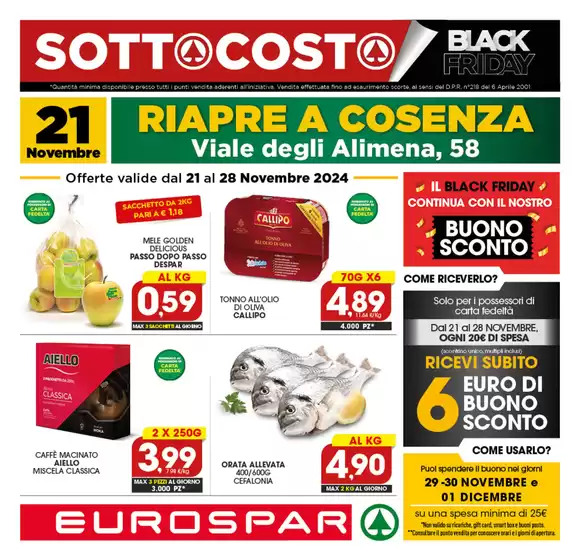 Volantino Eurospar a Cosenza | Sottocosto | 21/11/2024 - 28/11/2024