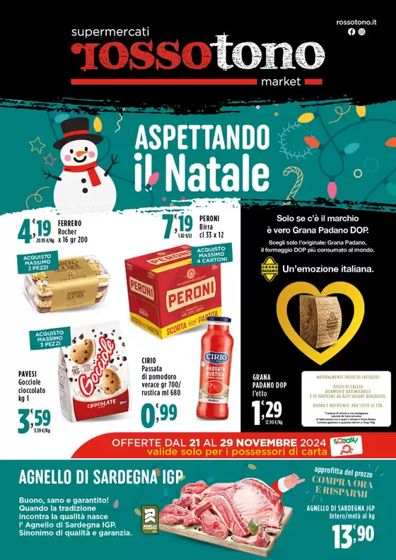 Volantino Supermercati Rossotono Market | Aspettando il Natale | 21/11/2024 - 29/11/2024