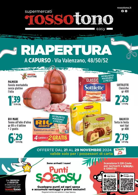 Volantino Supermercati Rossotono Easy a Capurso | Riapertura a Capurso | 21/11/2024 - 29/11/2024