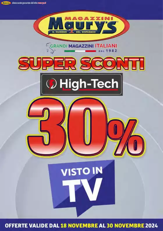 Volantino Maury's a Olbia | Super Sconti High Tech 30% | 22/11/2024 - 30/11/2024