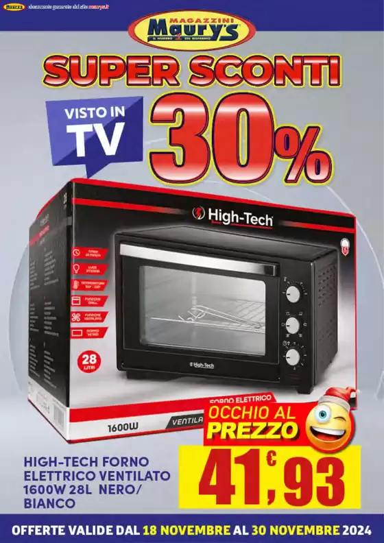 Volantino Maury's a Olbia | Super Sconti High Tech 30% | 22/11/2024 - 30/11/2024