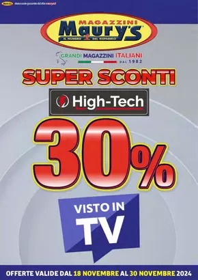 Volantino Maury's a Anguillara Sabazia | Super Sconti High Tech 30% | 22/11/2024 - 30/11/2024