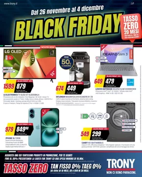 Volantino Trony a Onanì | Black Friday da Trony! | 26/11/2024 - 4/12/2024