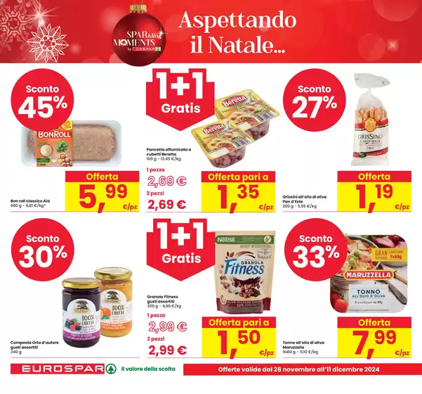 Volantino Eurospar a Bologna | Aspettando il Natale...  | 28/11/2024 - 11/12/2024