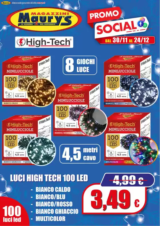 Volantino Maury's a Milano | Luci di Natale High Tech SCONTO 30% | 2/12/2024 - 24/12/2024