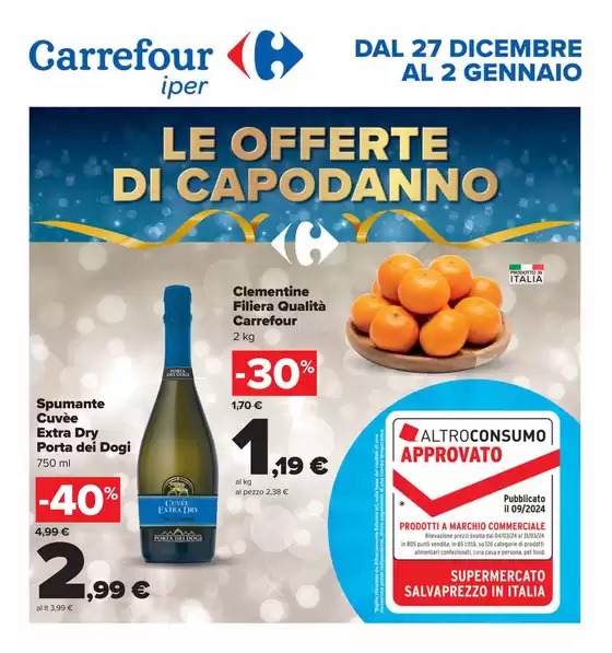 Volantino Carrefour Ipermercati | Le offerte di capodanno | 27/12/2024 - 2/1/2025