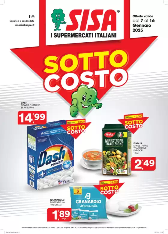 Volantino Sisa a Bisacquino | Sottocosto | 7/1/2025 - 16/1/2025