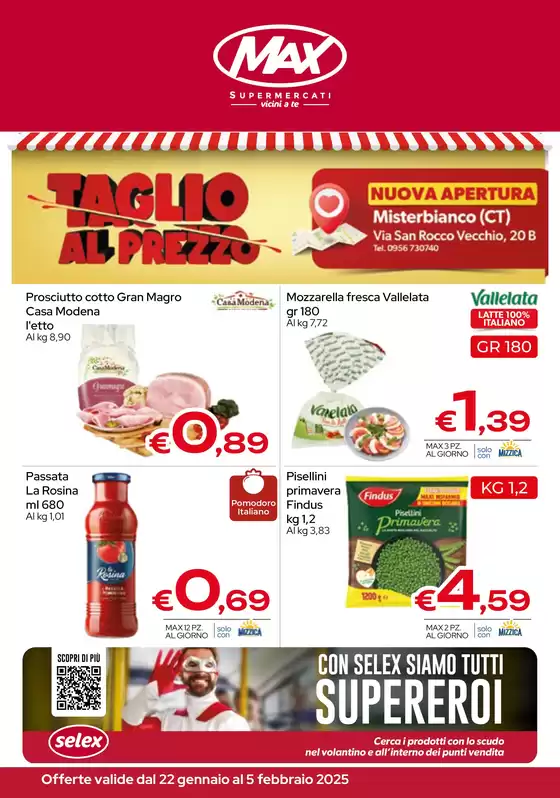 Volantino Max Supermercati a Misterbianco | Taglio al prezzo | 22/1/2025 - 5/2/2025